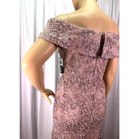 Xscape 18W Taupe Off Shoulder Lace Sequin Gown Formal Evening Wedding Dress NWT - Picture 13 of 16